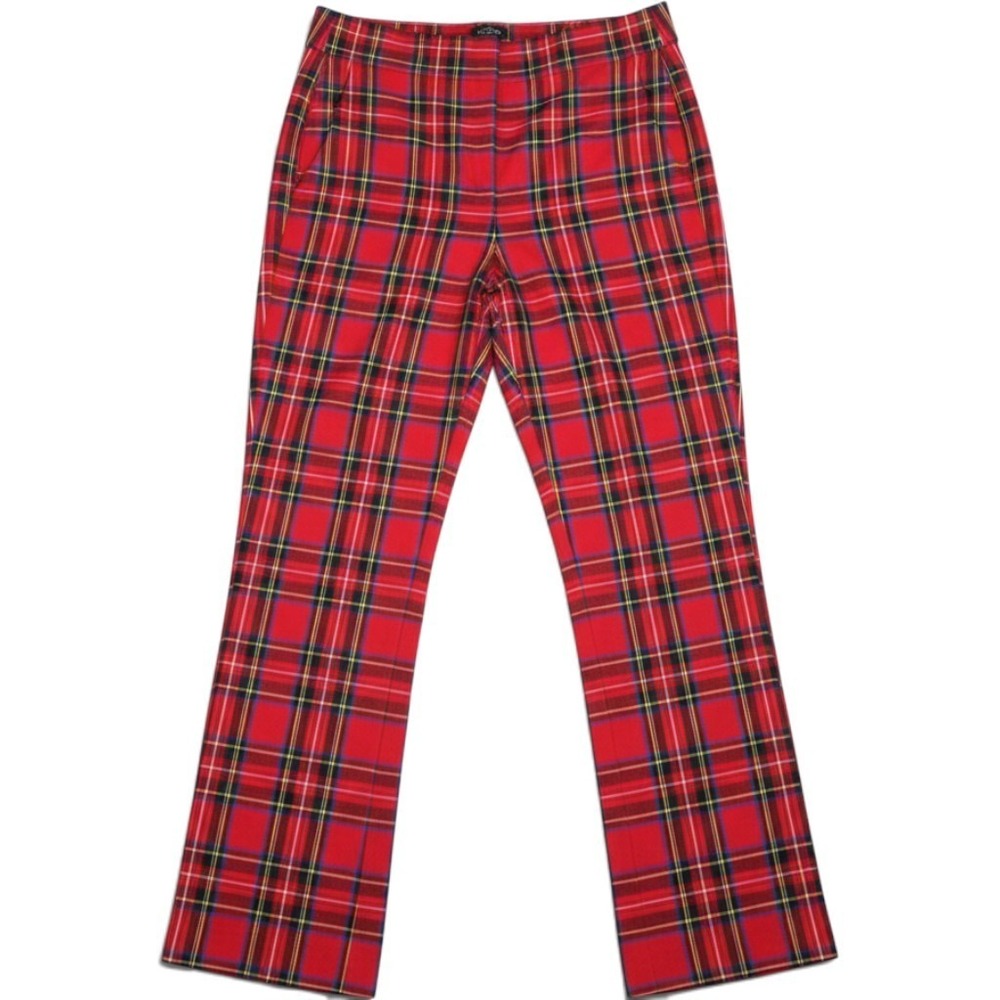 J.Crew Red Stewart Tartan Plaid Straight Leg Trousers Pants 2P Petite